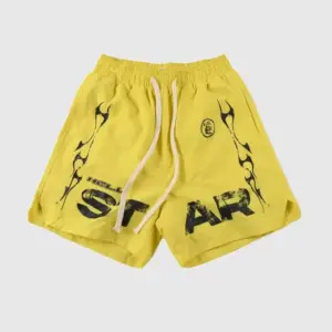 Hellstar Fashion Records Star Shorts in Yellow